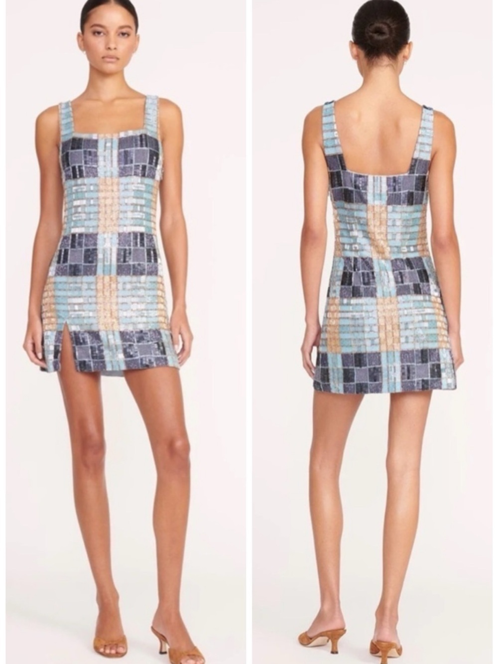 Staud Le Sable Mini French Blue Mega Plaid SZ S NWT